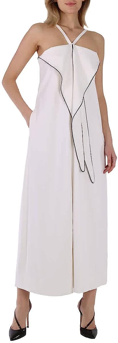 BURBERRY White Stretch Jersey Drape Detail Gown