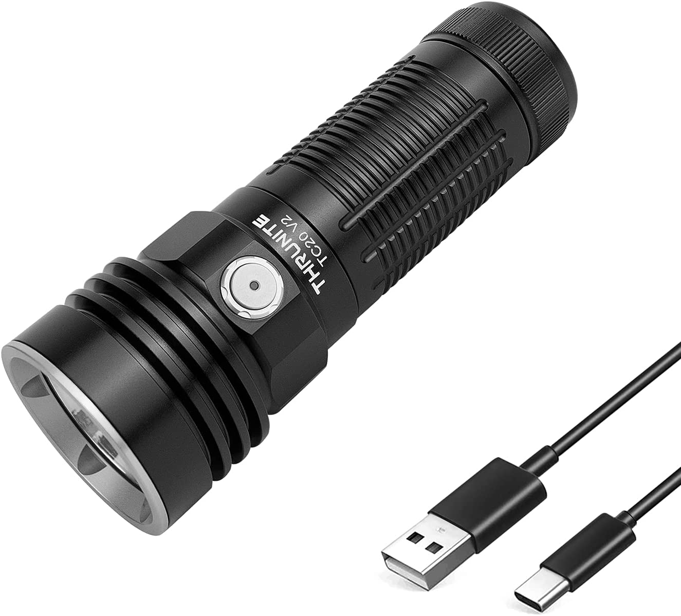 ThruNite TC20 V2 Handheld Flashlight High 4068 Lumen, USB C Rechargeable Waterproof LED Flashlight, 299 Meters Throw Bri