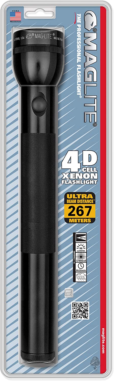 Maglite Heavy-Duty Incandescent 4-Cell D Flashlight, Black